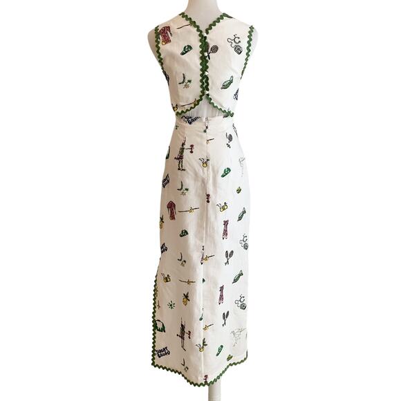 Alemais play embroidered midi dress US 2 - Picture 9 of 9